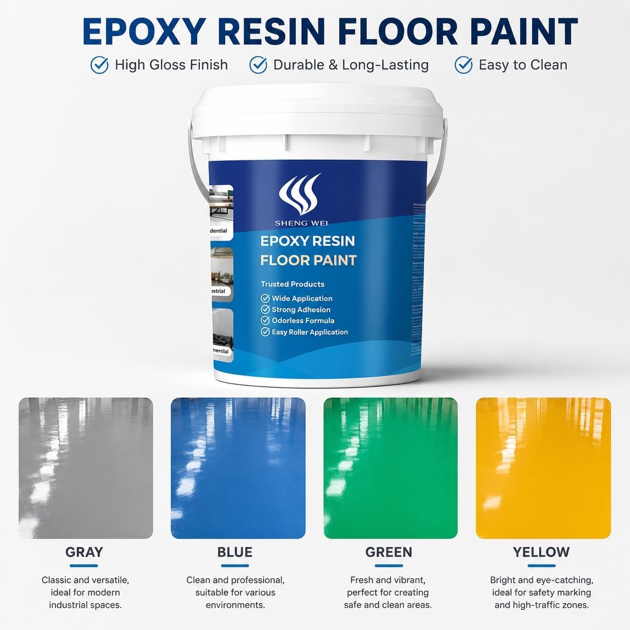 3 Gallon Gray Epoxy Floor Coating Kit 2 Part Garage Concrete Paint Low VOC