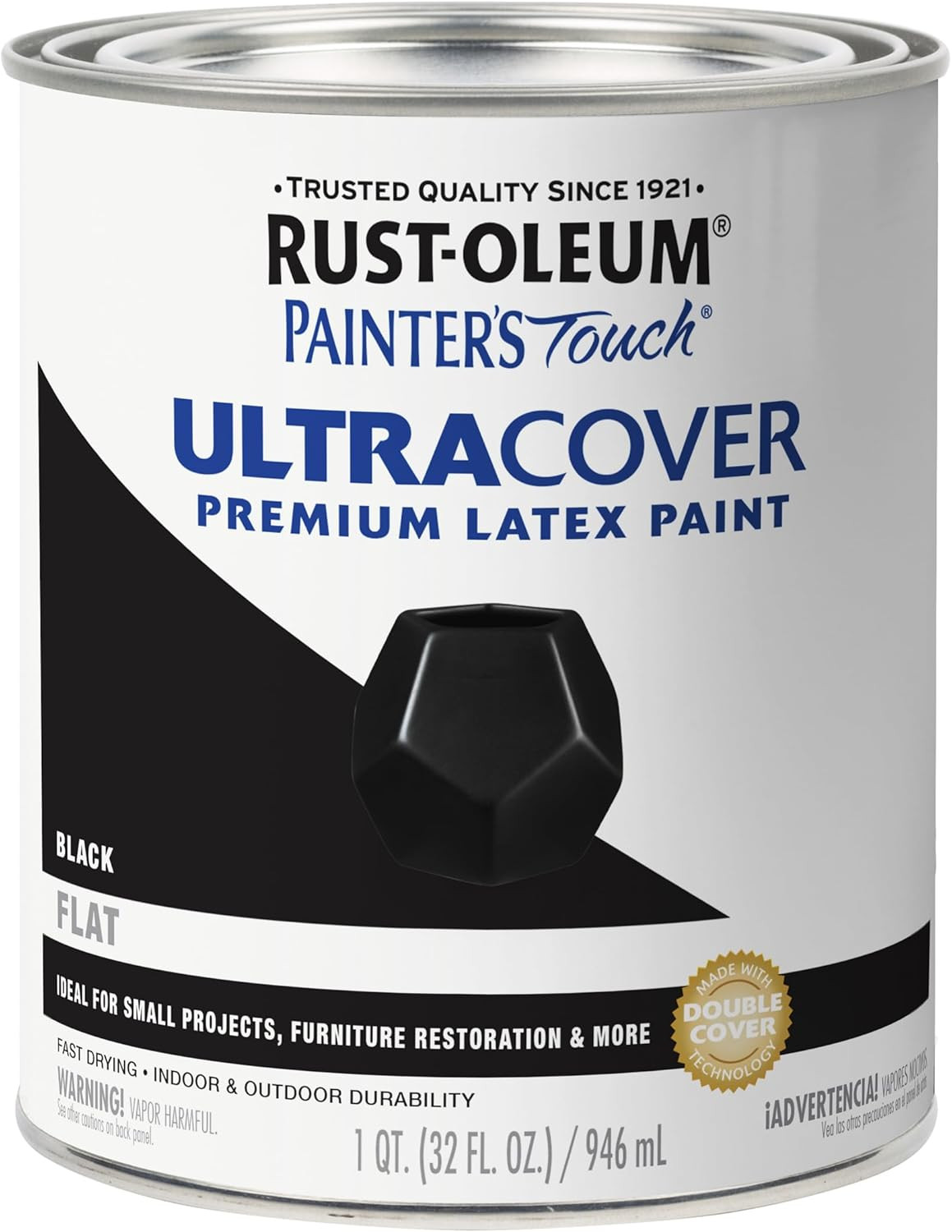 1976502 Painter’S Touch Latex Paint, Quart, Flat Black, 32 Fl Oz, (Pack of 1)