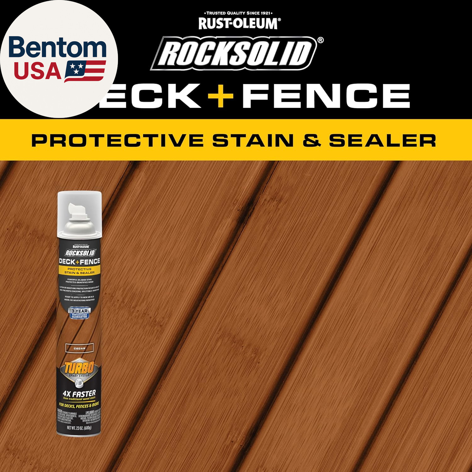 Rocksolid Deck+Fence Protective Stain & Sealer with Turbo Spray System | Oil‑Bas