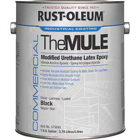 Rust-Oleum 375645 Epoxy Coating, Gloss, Water Base, Black, 1 Gal