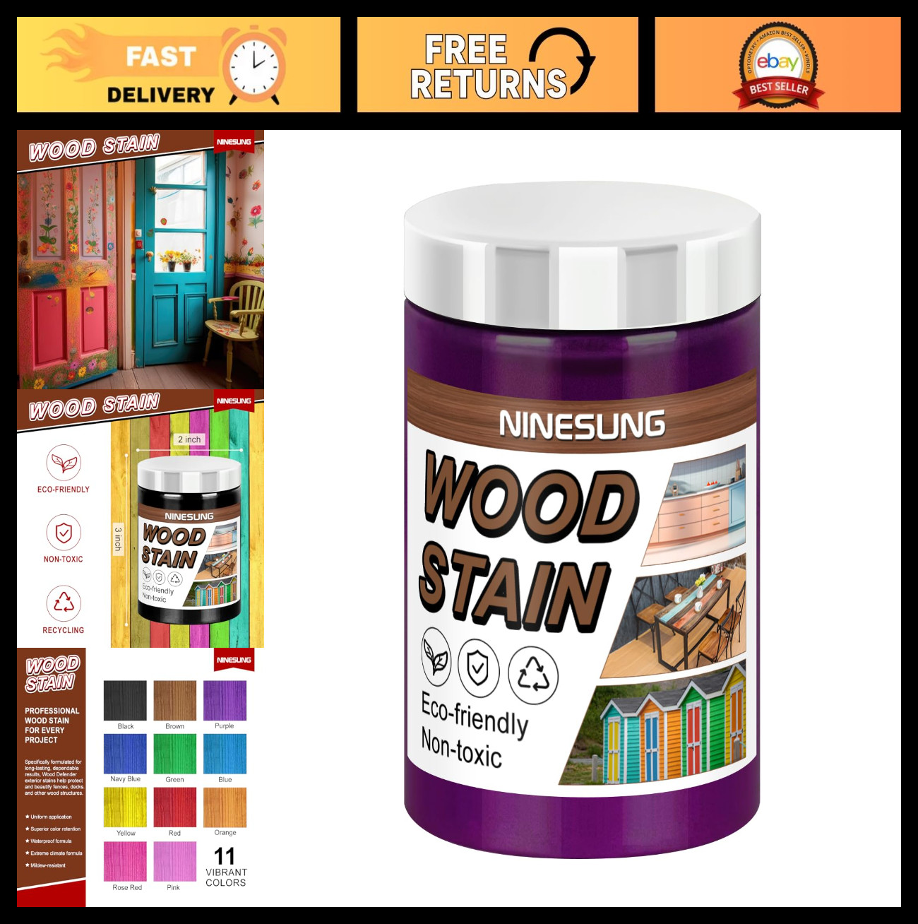 Purple Wood Stain Powder – Fast Drying Non-Toxic Dye for Indoor/Outdoor Use, 200