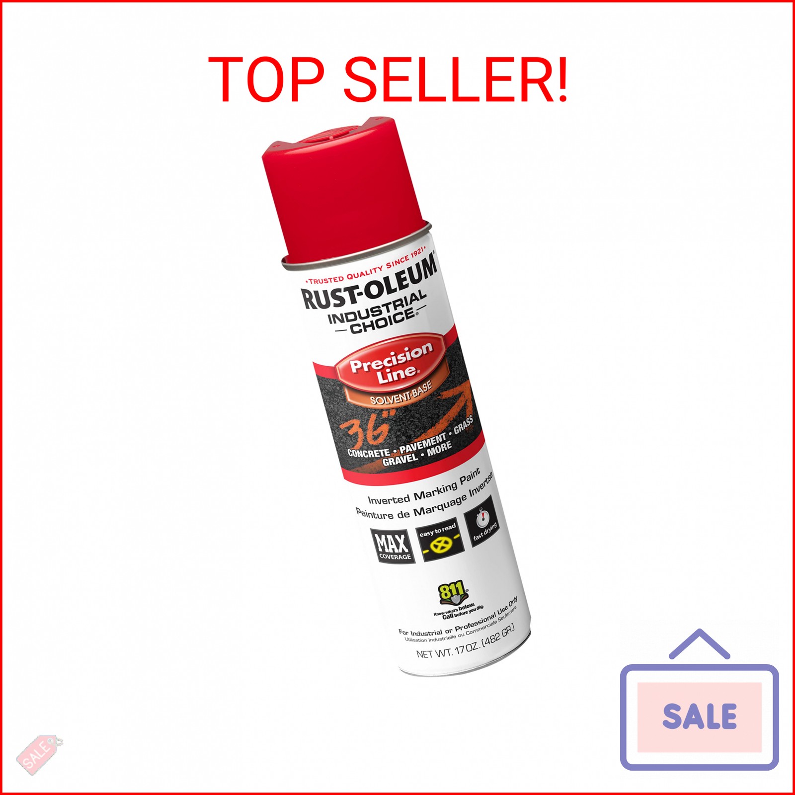 Rust-Oleum 203029 Industrial Choice Inverted Solvent-Based Marking Spray Paint,