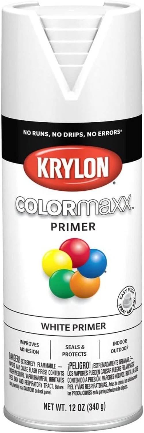 Water Resistant White Primer Spray Paint 12 Ounce for Various Materials