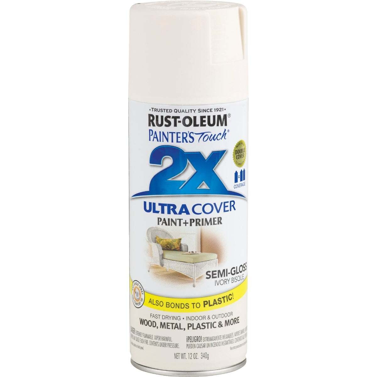 PAINTER’S Touch Semi-Gloss Spray Paint, Semi-Gloss, Ivory Bisque, 12 oz, Aerosol