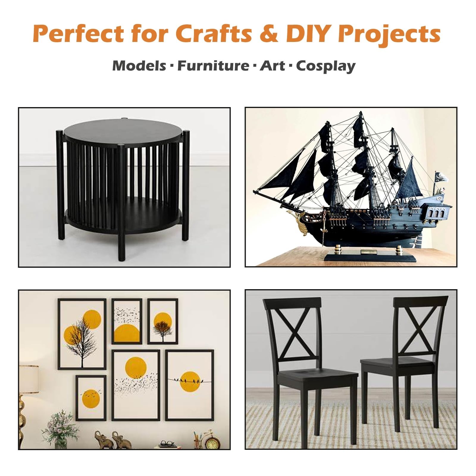 Multi-Surface Matte Black Spray Paint & Primer – Quick Drying for Wood, Metal, P