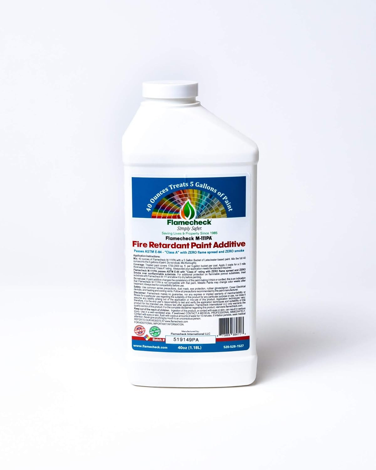 Flamecheck M-111PA Fire Retardant Paint Additive – 40 oz Safe & Effective
