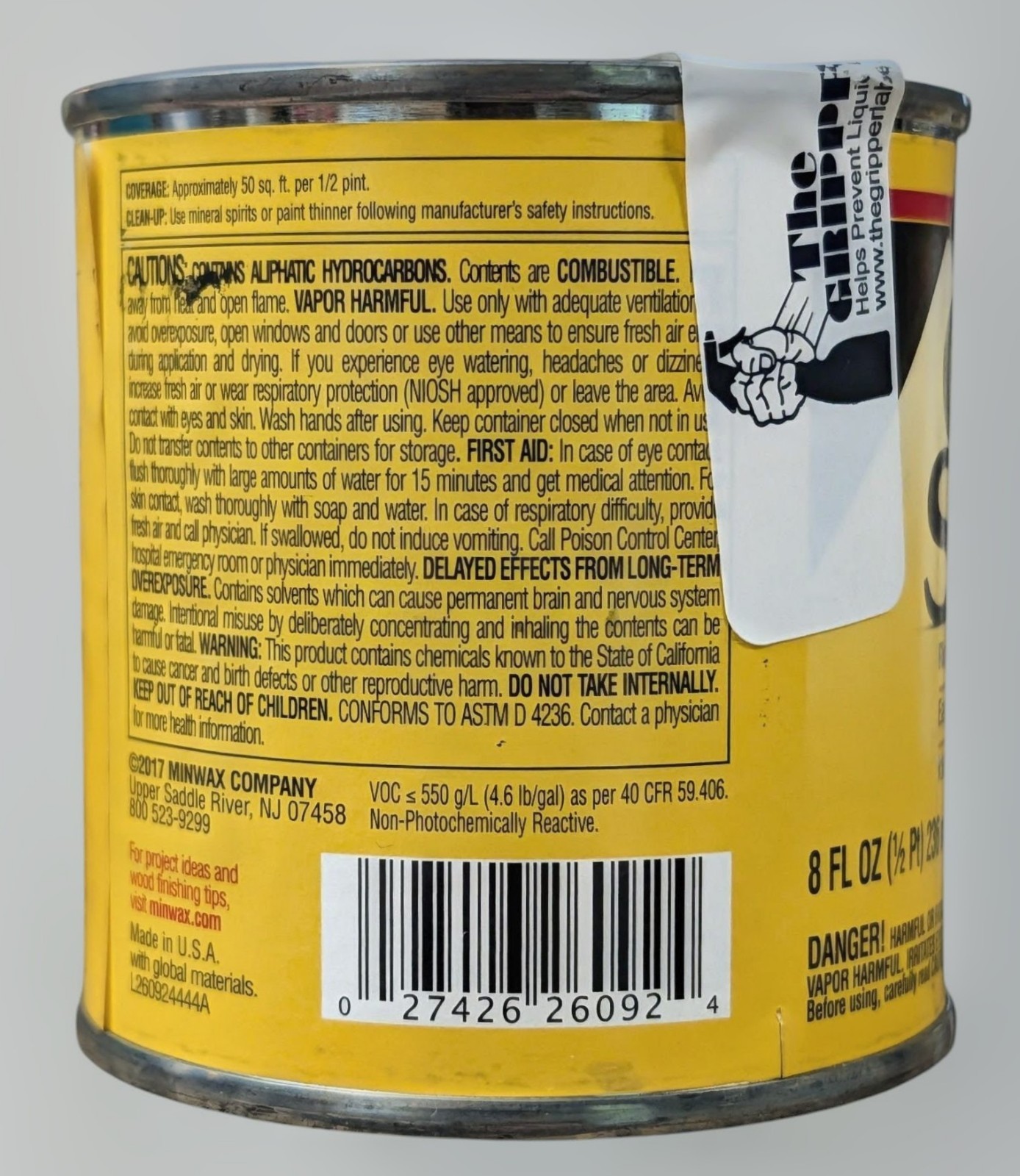 Minwax Gel Stain – Black – 8 fl oz – 1/2 Pint – Damaged Label