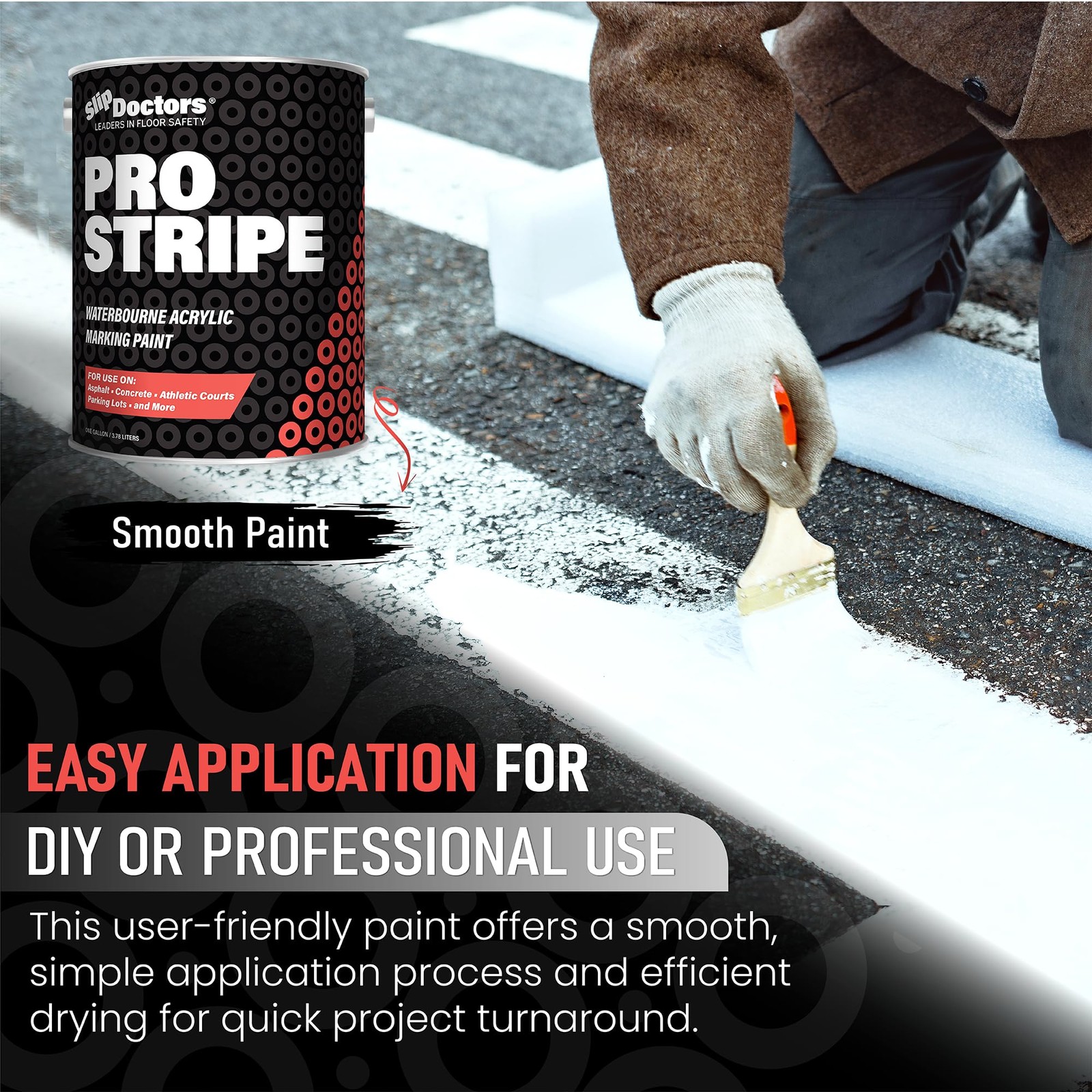 Stripe Line Marking Paint – Courts, Parking Lots & Surface Restoration – (Whi…