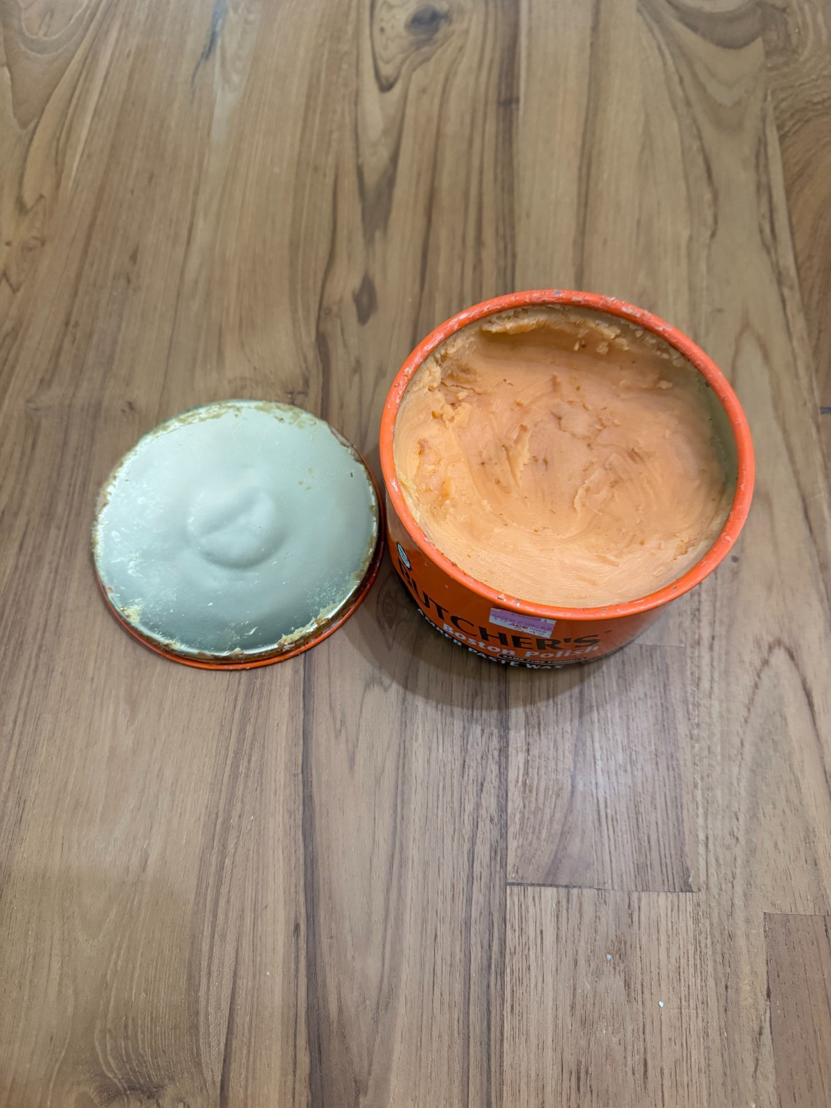 Butcher’s Boston Polish Amber Paste Wax 16 oz Tin ~85% Full