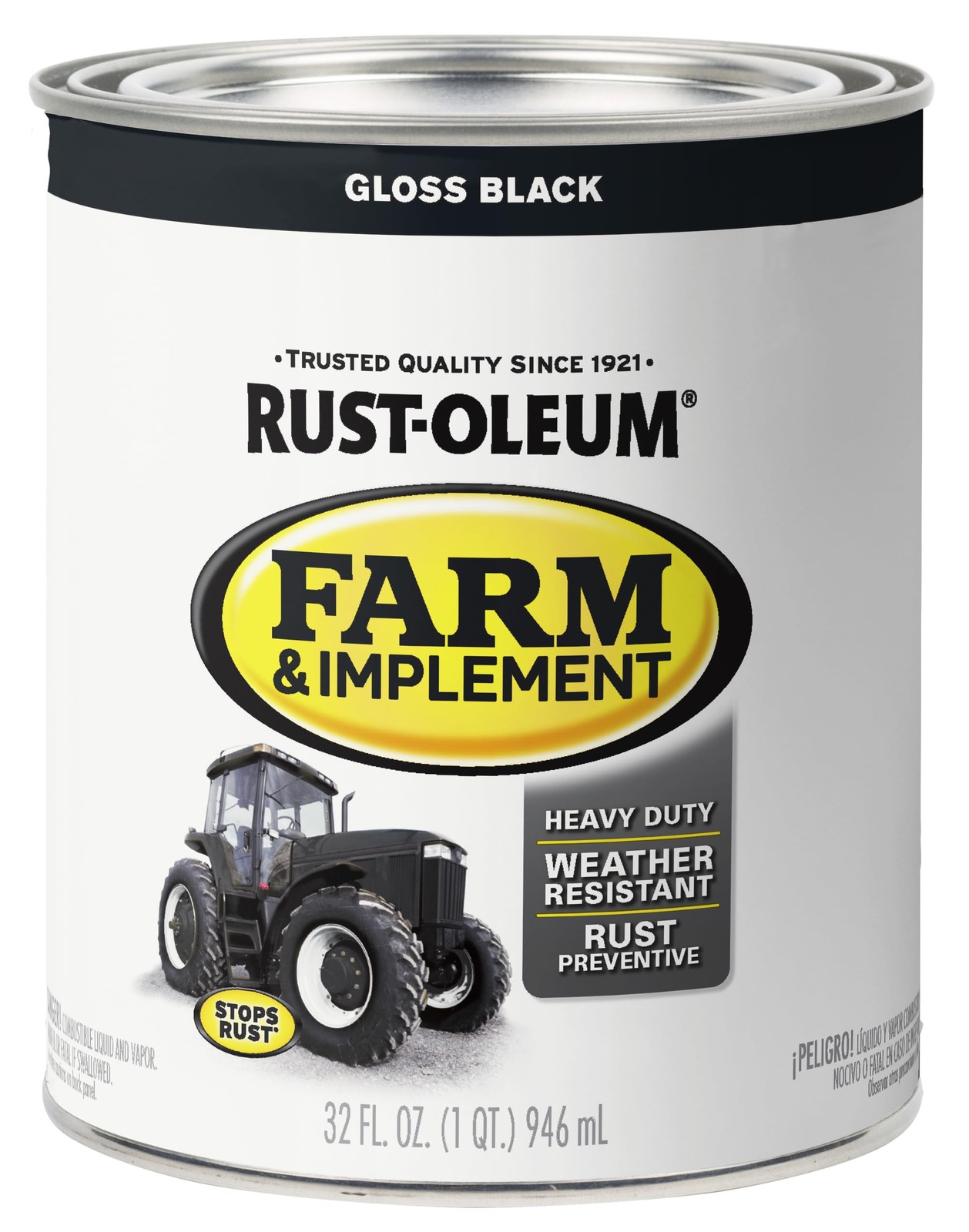 Rust Oleum Specialty Farm Implement Gloss Black Paint Quart Heavy Duty 130 Sq Ft