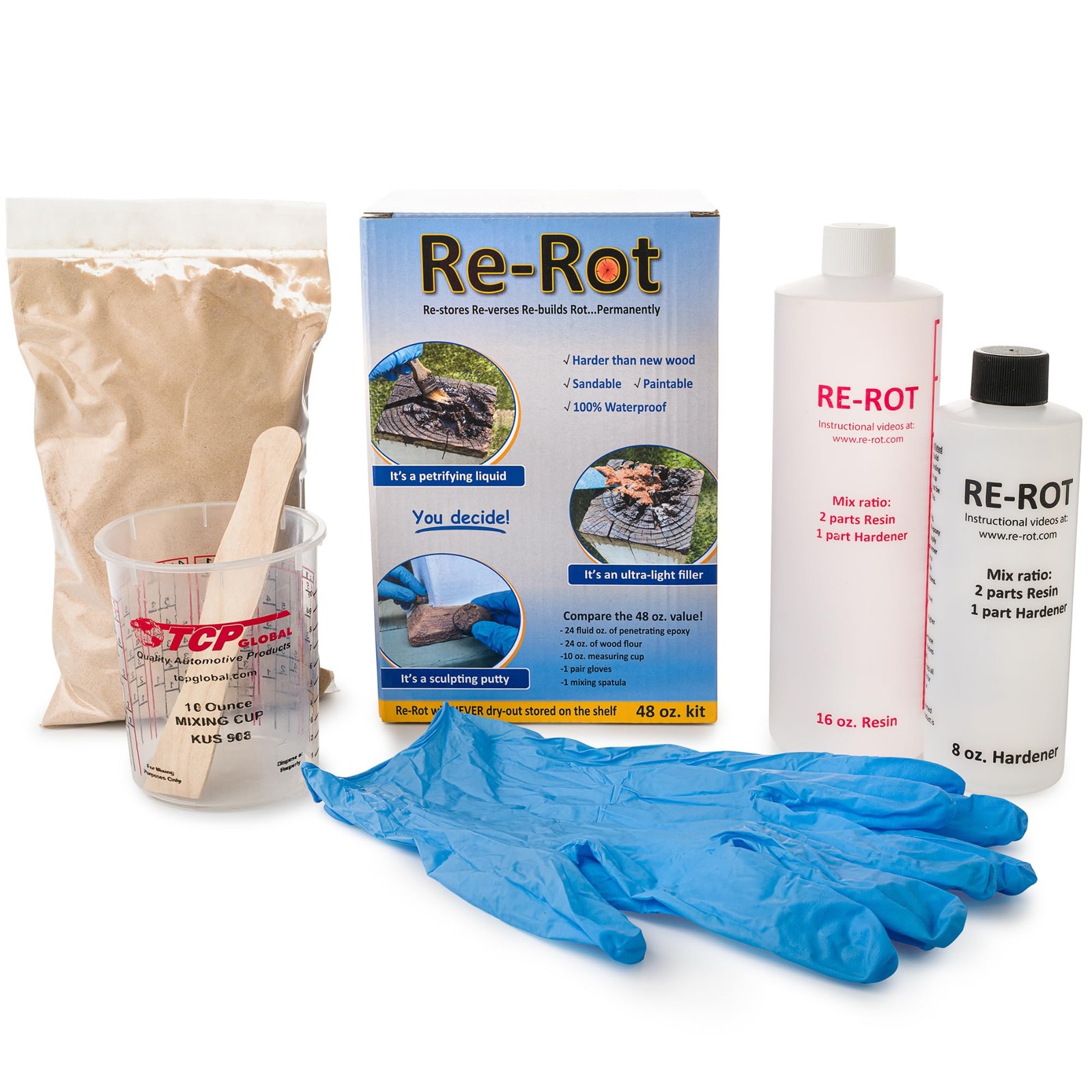 Re-Rot 48-Ounce Epoxy – Rot Repair Kit – Rapid Drying 48 Ounce, Transparent