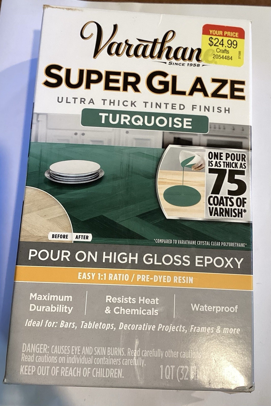 Epoxy Varathane Super Glaze Pour On High Gloss Ultra Thick Turquoise