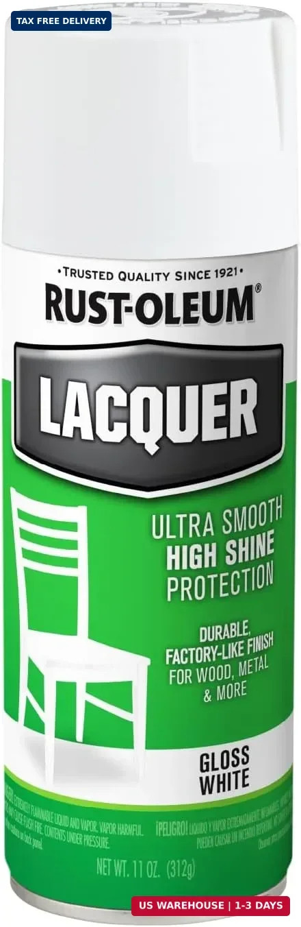 Rust-Oleum 1904830 Lacquer Spray Paint, 11 oz, Gloss White, (Pack of 1)