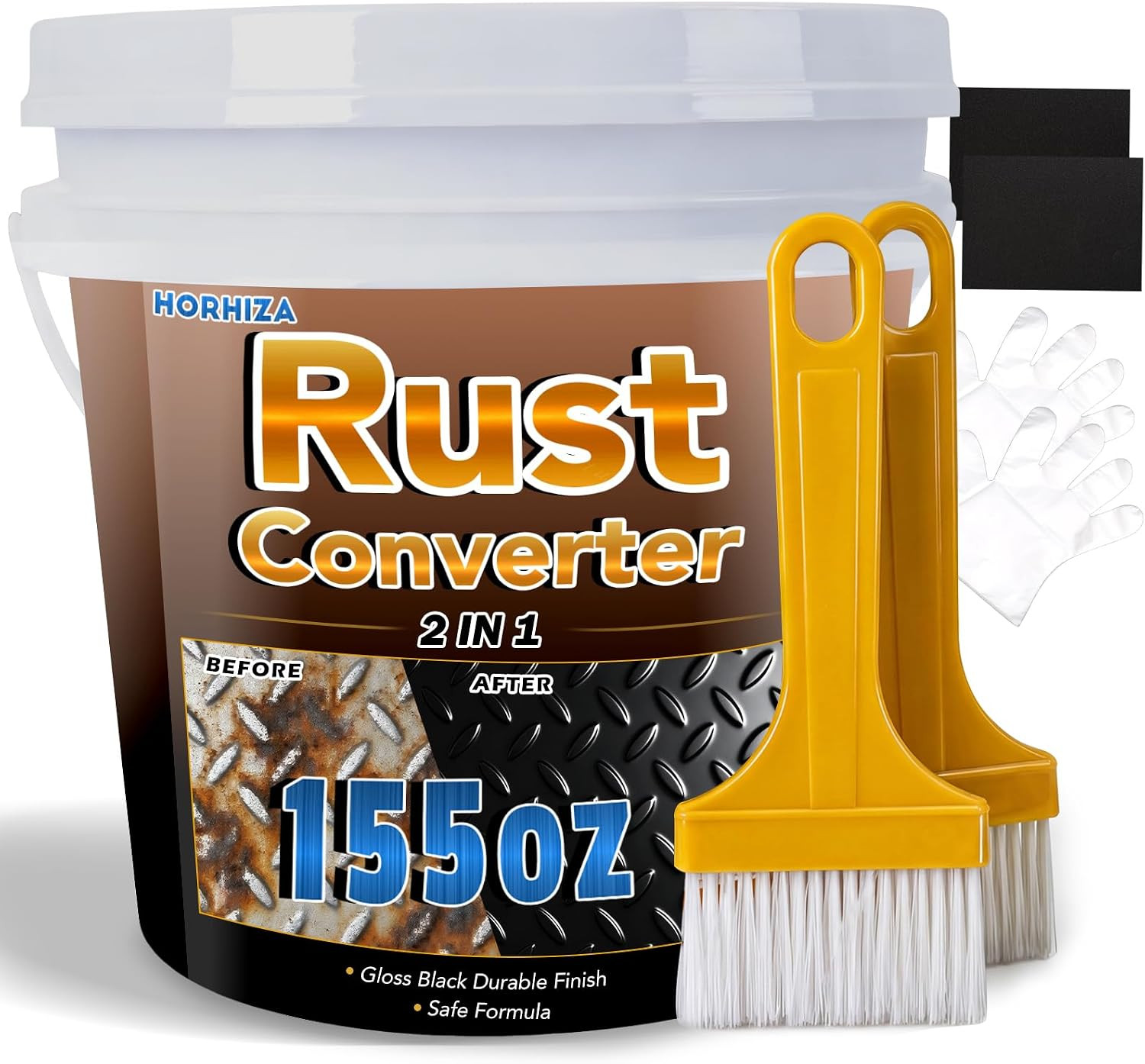 2 in 1 Rust Converter & Metal Primer, 155 Oz Black Rust Inhibitor Paint for Meta