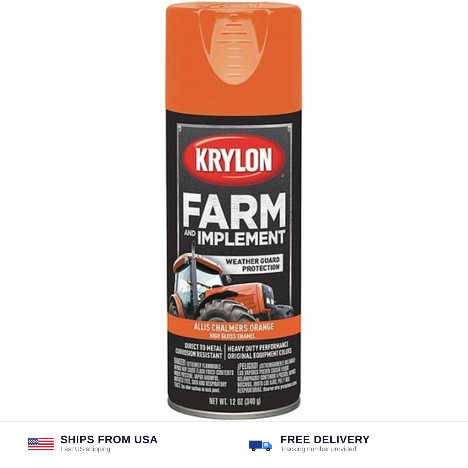 Krylon Implement Paint Aerosol Allis Chalmers Orange (AC Orange), 12 Ounce (P…