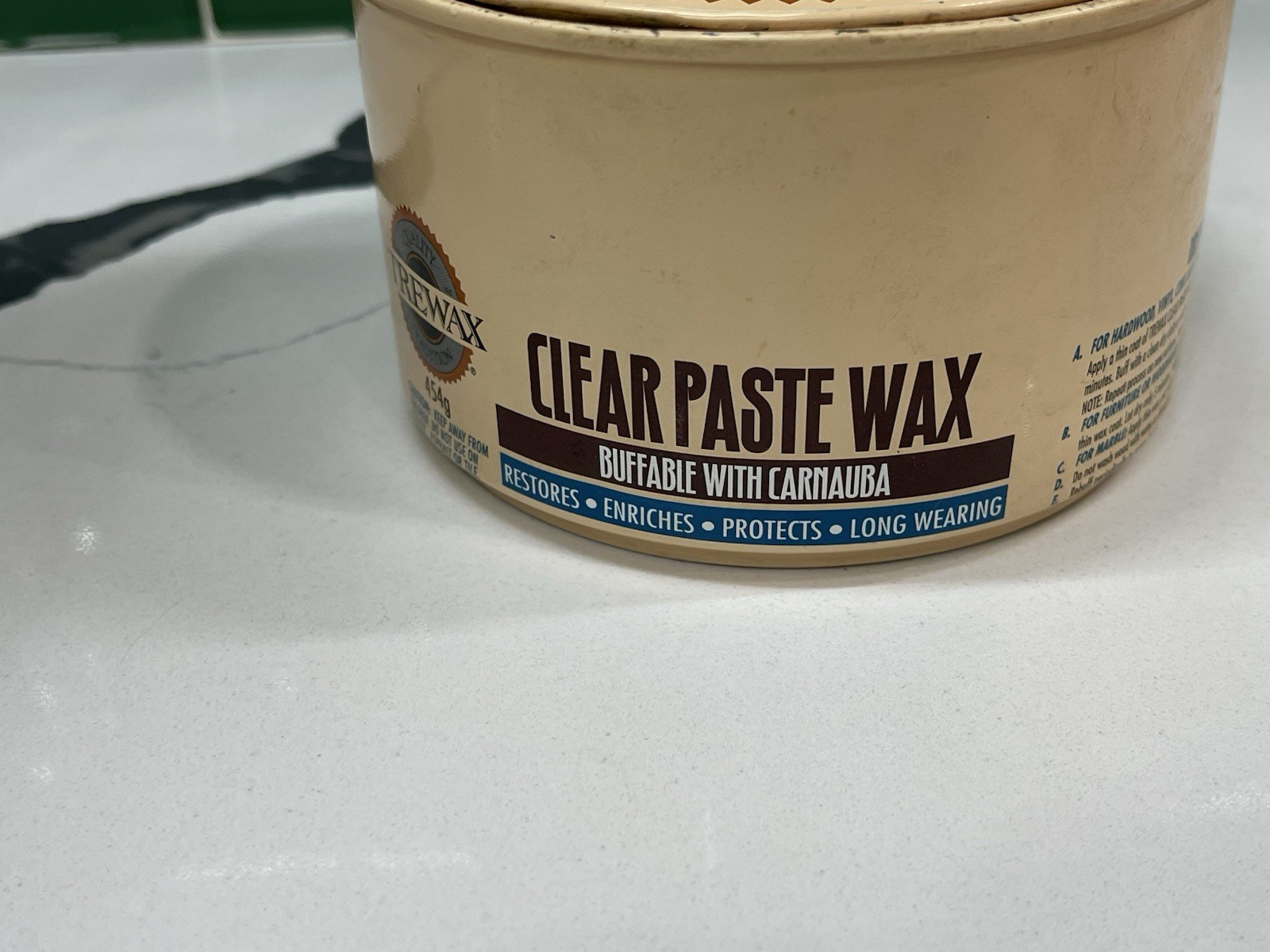 Trewax 16 Oz. Tin Clear Paste Wax w/Carnauba 70% Full