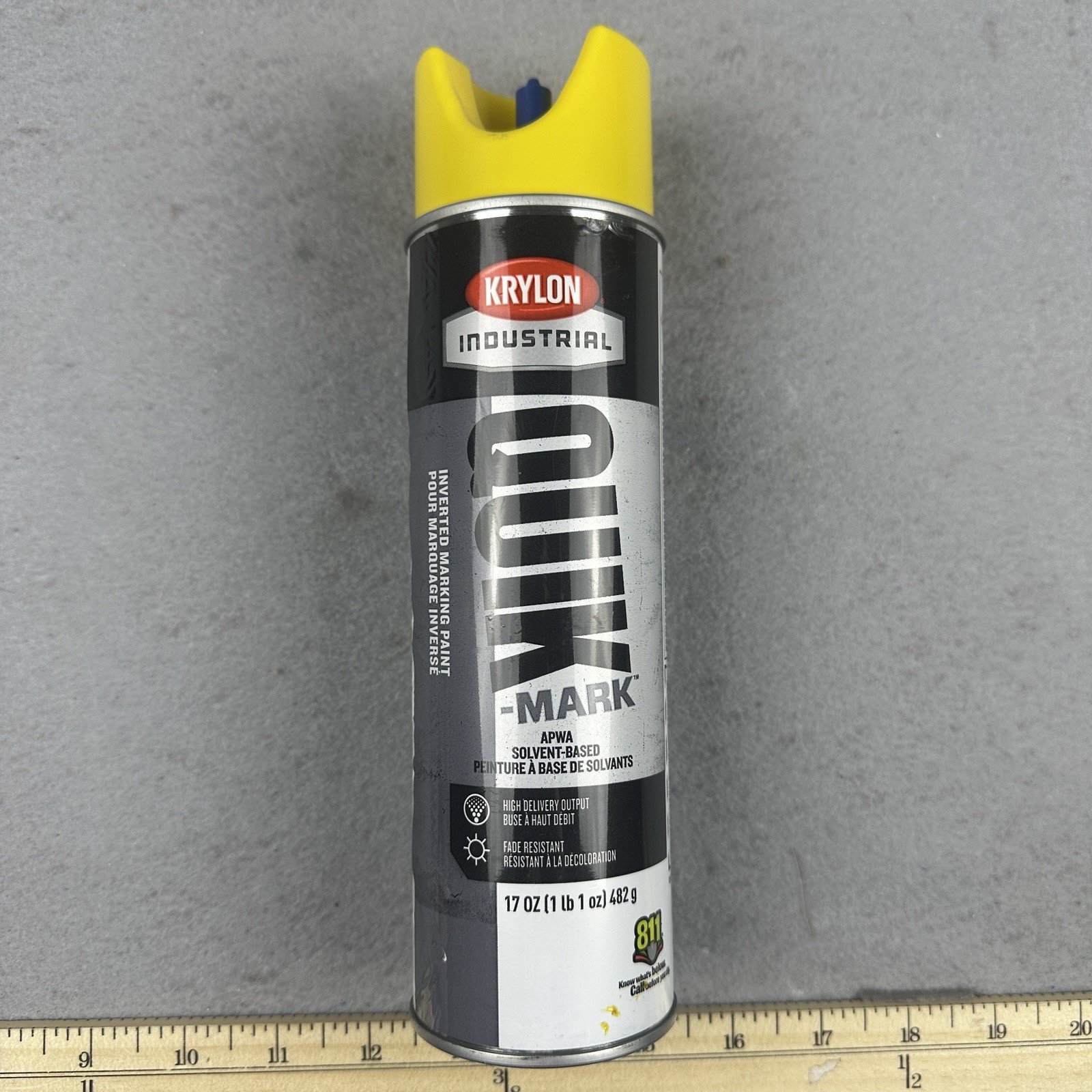 Krylon Industrial Quik-Mark Sb Inverted Marking Paint Apwa Safety Yellow A03823