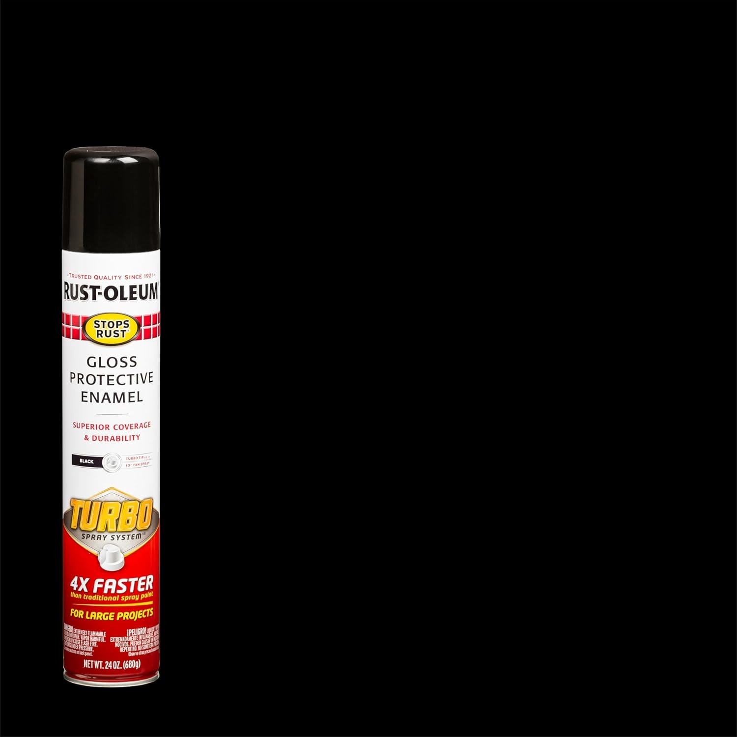 Rust-Oleum Stops Rust Turbo Spray Paint Gloss Black 24 oz 6 Pack Fast Dry