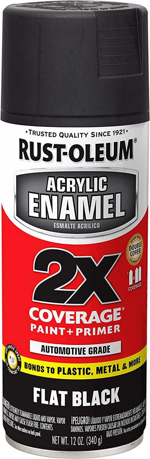 271918 Acrylic Enamel 2X Spray Paint, 12 Oz, Flat Black, (Pack of 1)