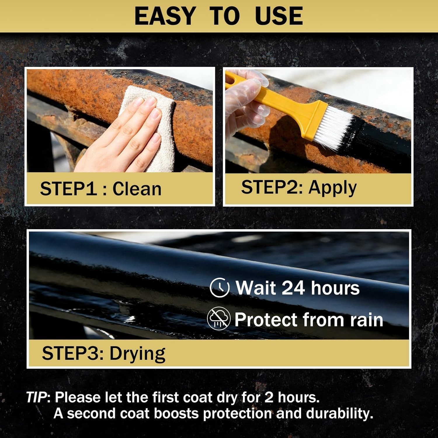 2 in 1 Rust Converter & Metal Primer, 42 Oz Black Rust Inhibitor Paint for Metal