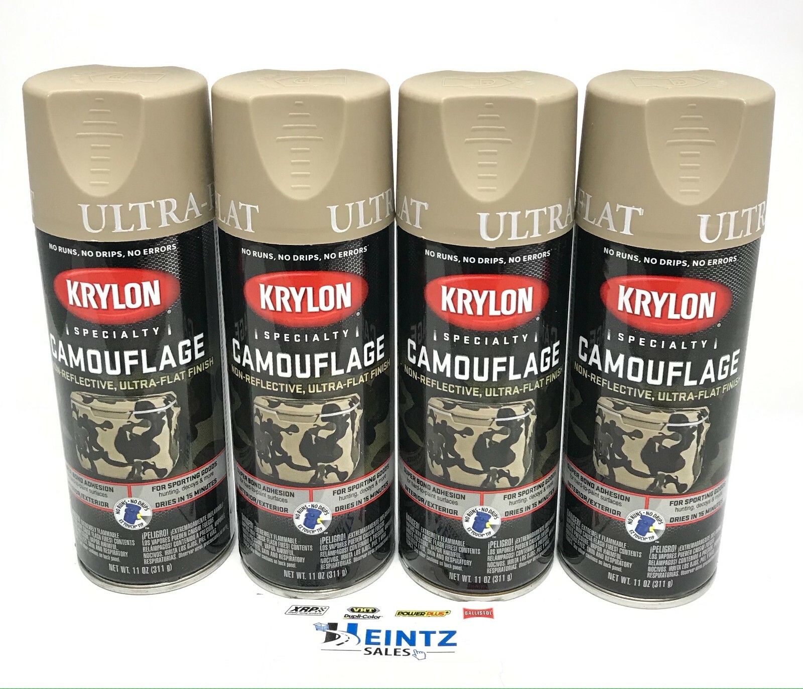 KRYLON 4291-4 PACK KHAKI Camouflage Non-Reflective Ultra-Flat Finish Spray Paint