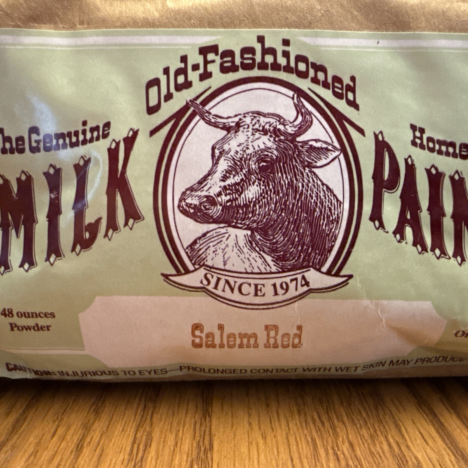 ONE BAG GENIUNE OLD-FASHIONED HOME-MADE MILK PAINT 48 oz powder SALEM RED 1 Gal