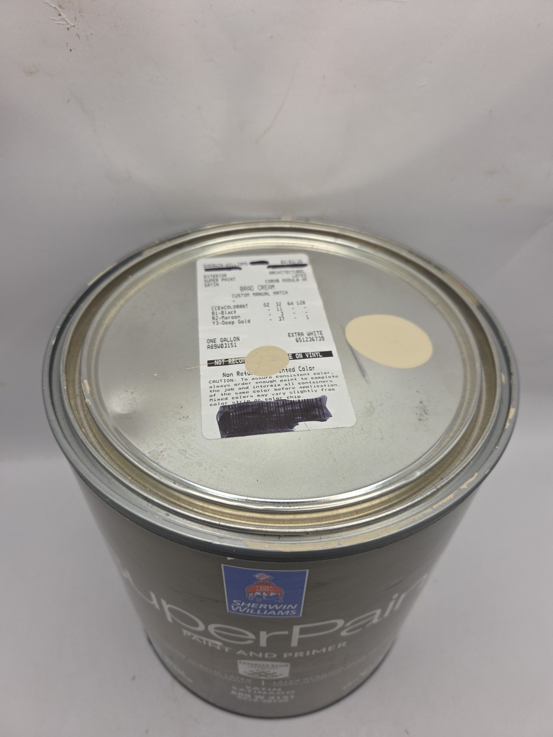 1 Gallon Sherwin Williams SuperPaint Exterior Satin Color Brandy Cream