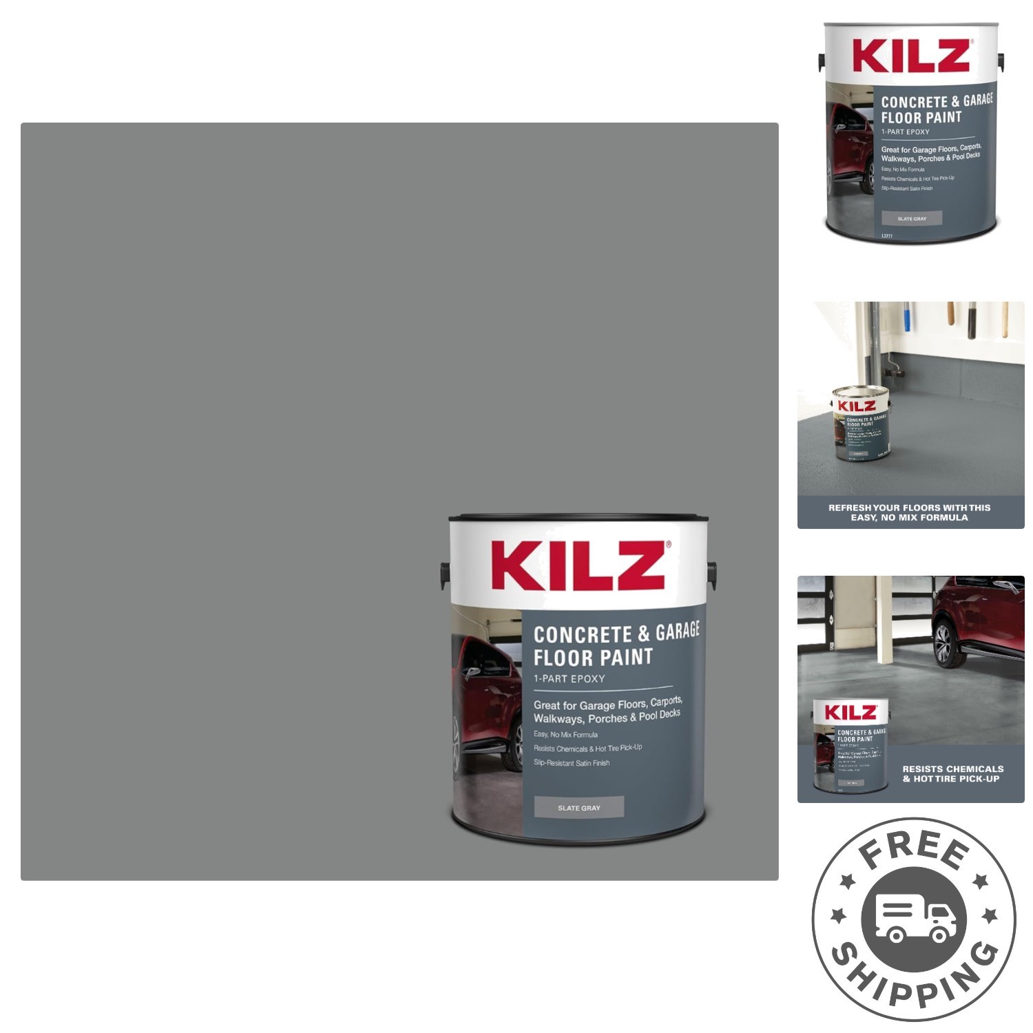 1 Gallon Slate Gray Epoxy Floor Paint – Scuff & Fade Resistant for High Traffic