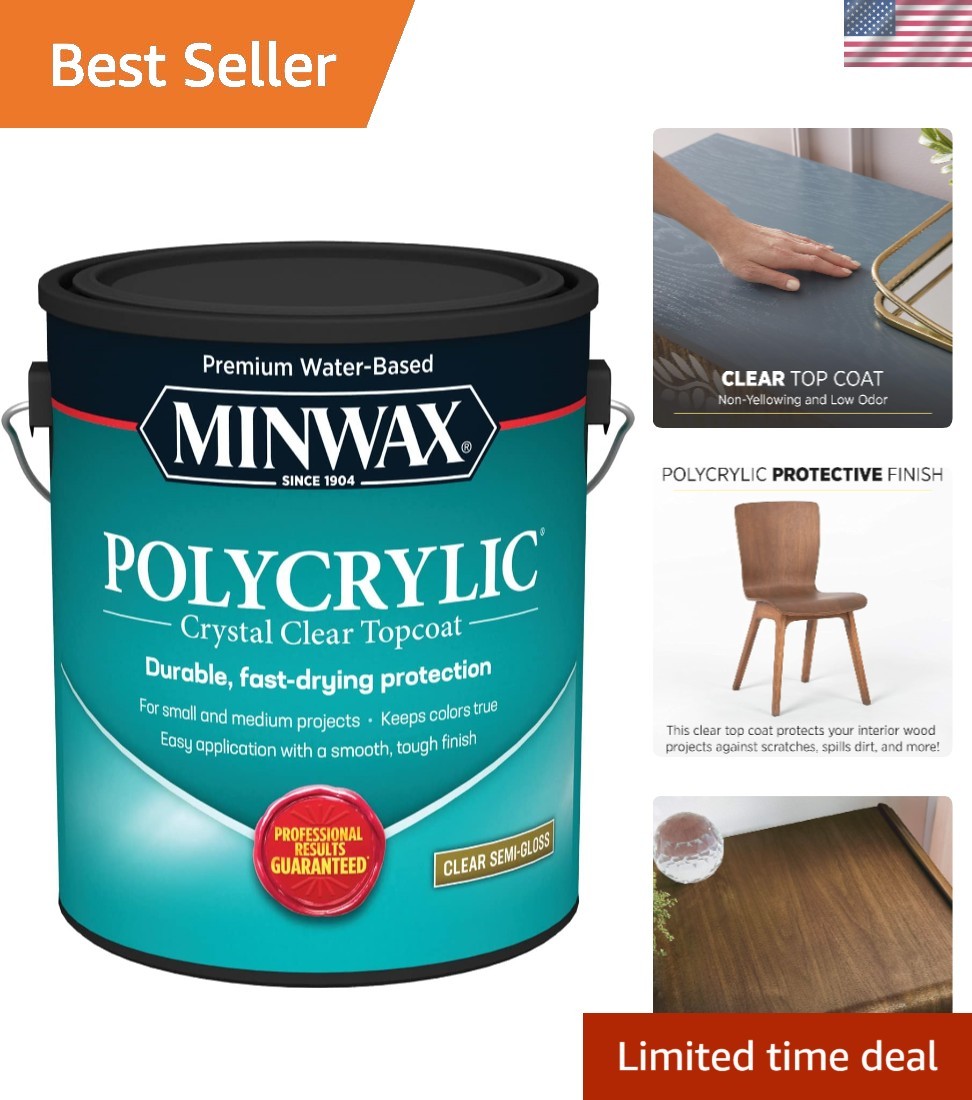 1 gal 14444 Clear Polycrylic Water-Based Protective Finish Semi-Gloss