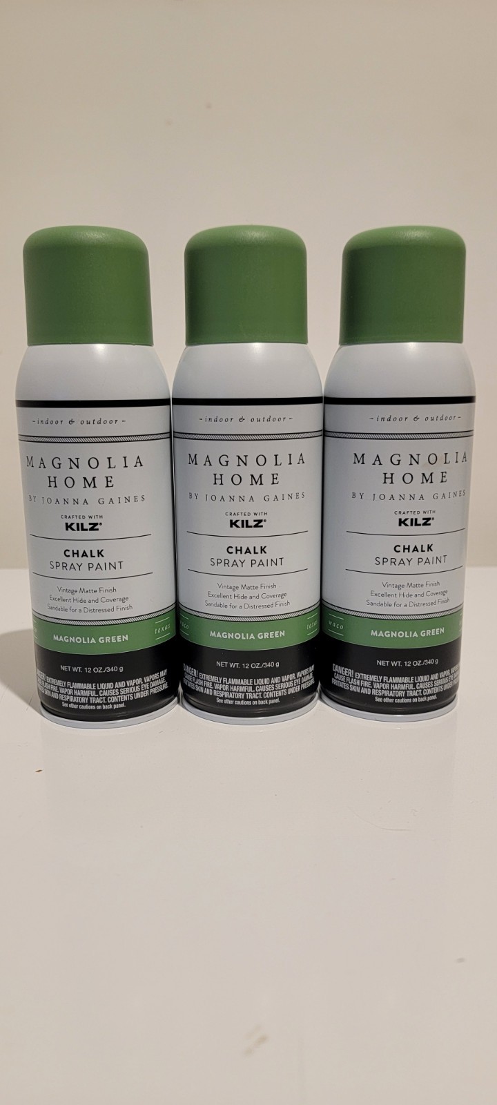 Lot of 3 Magnolia Home by Joanna Gains Chalk Spray Paint 12oz – Magnolia Green