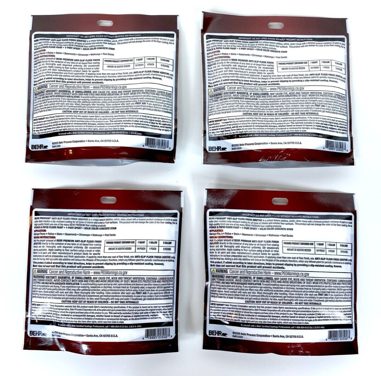 Bundle (4) BEHR PREMIUM 3 oz. Anti-Slip Floor Finish Paint Stain Additive