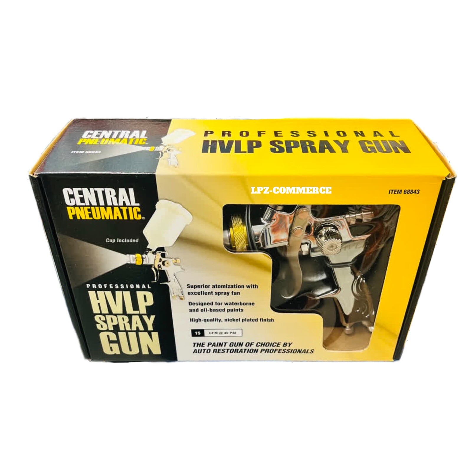 Central Pneumatic Professional HVLP Auto Paint Restoration Spray Gun 20 oz.*NEW*