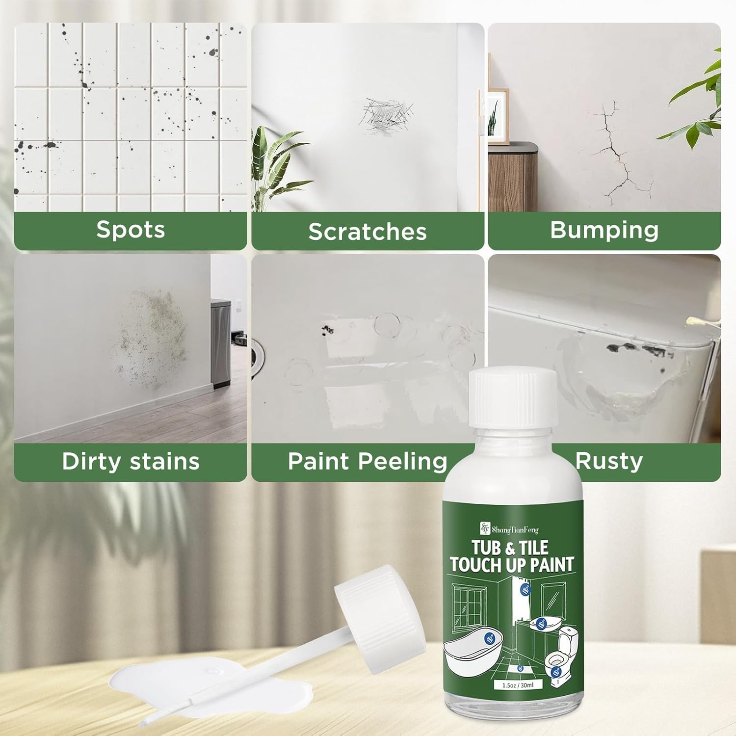 Specialty Tub and Tile Touch Up Paint Kit – High-Gloss White, 1.5 Oz, White