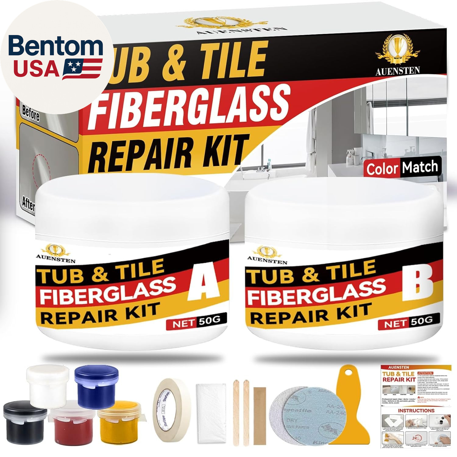Bath Tub Repair Kit, Fiberglass Tile and Shower Repair Kit Porcelain Repair Kit,