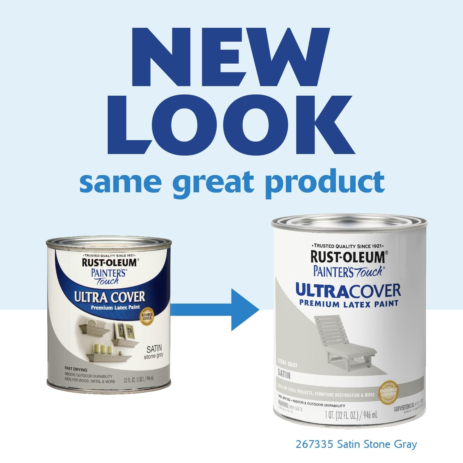 Rust-Oleum 267335 Painter’s Touch 32 Fl Oz (Pack of 1), Satin Stone Gray