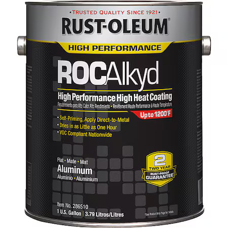Rust-Oleum 286510 Heat Resistant Coating, Aluminum, 1Gal, Can