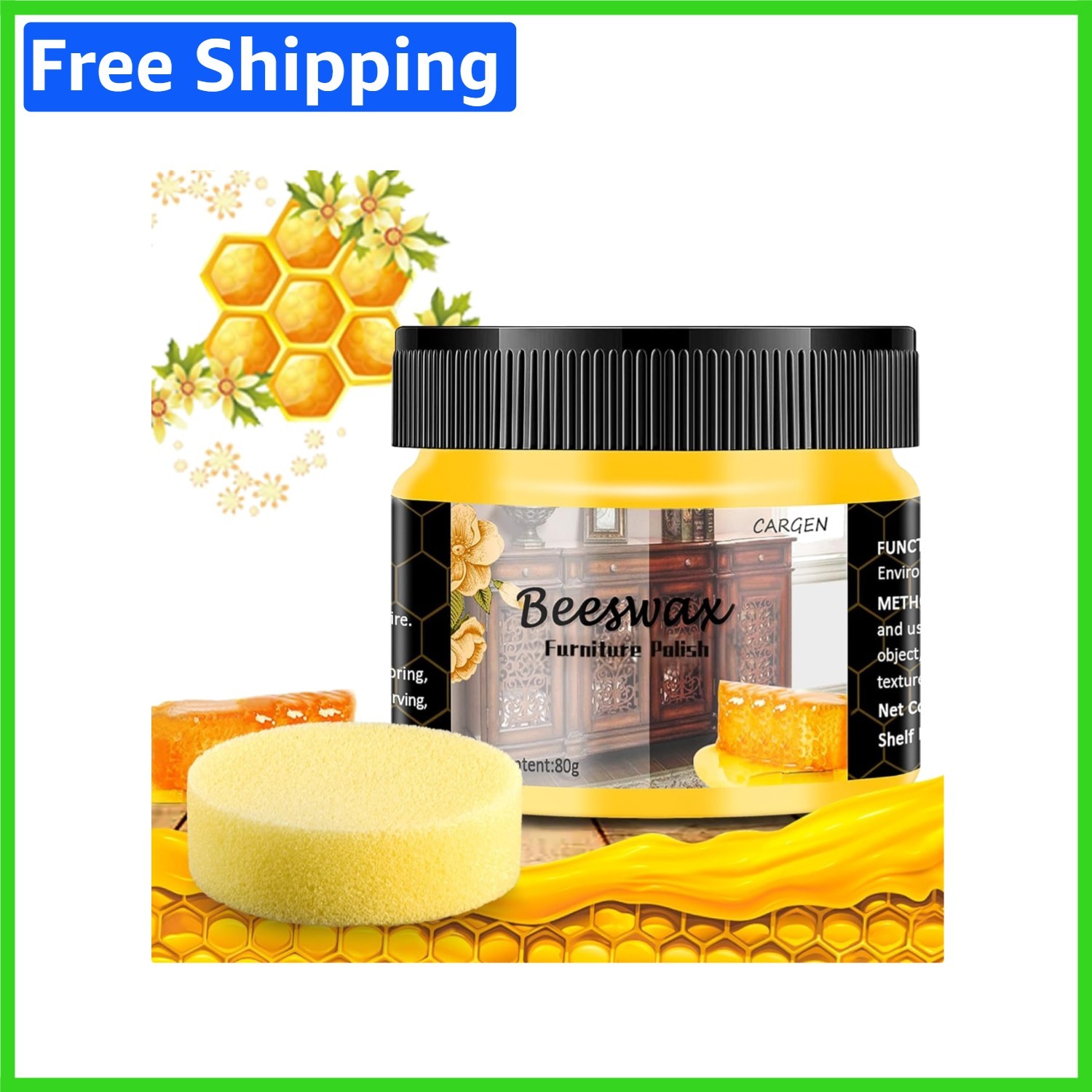 Multi-Surface Beeswax Furniture Polish & Wax for Deep Cleaning and Shine 2.82oz