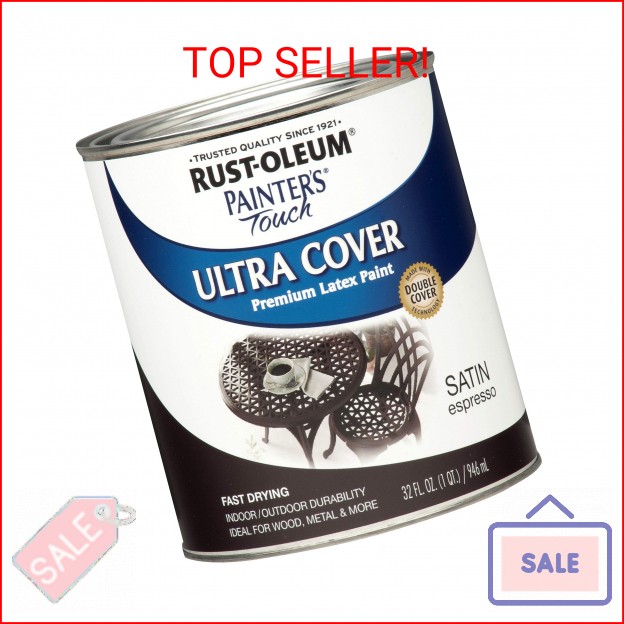 Rust-Oleum 242018 Painter’s Touch Latex Paint, Quart, Satin Espresso, 1 Quarts,