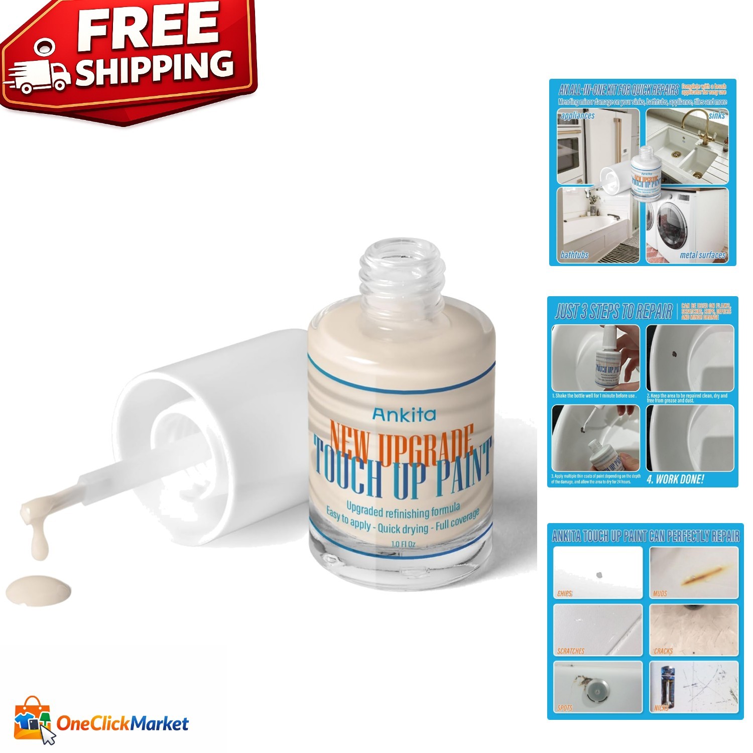 Water-Resistant Appliance Touch Up Paint in Antique White – Flawless Finish