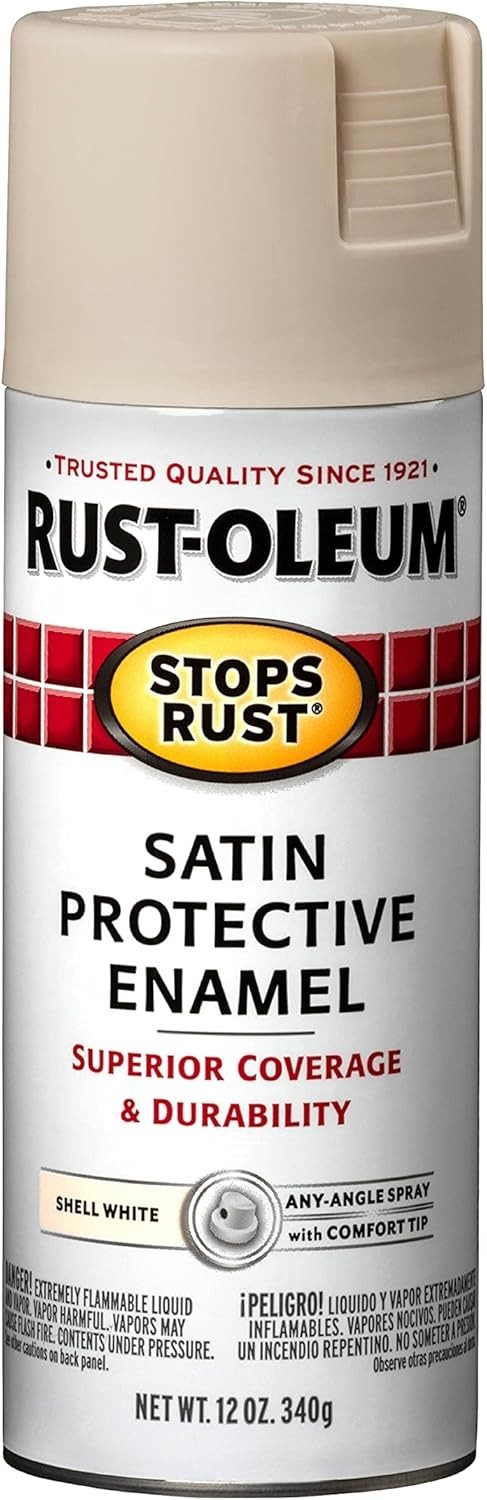 Rust-Oleum 7793830 Stops Rust Spray Paint, 12 oz, Satin Shell White