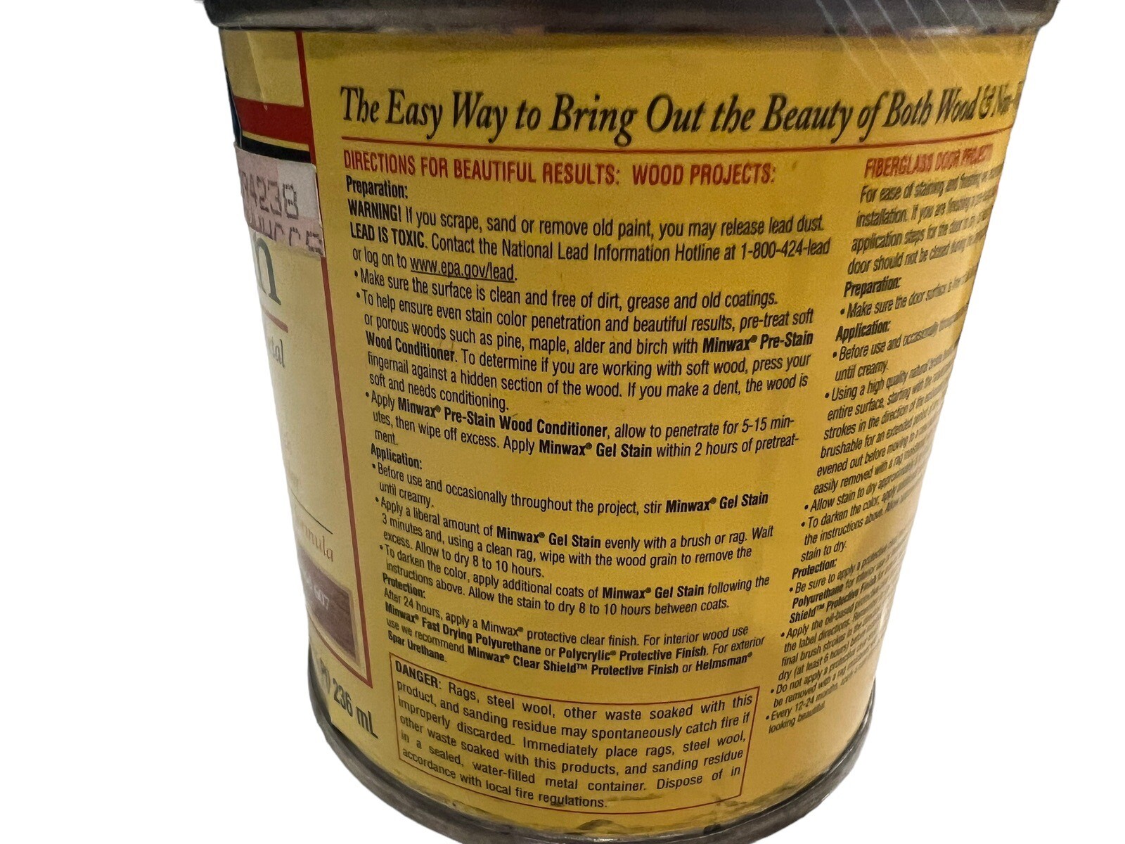 Minwax Gel Stain Cherrywood 8 fl oz 1/2 Pint Sealed Discontinued Hard To Find