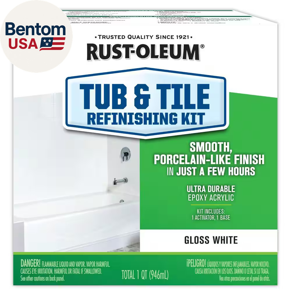 1 Quart Gloss White Tub and Tile Refinishing Kit for Ceramic and Porcelain Surfa