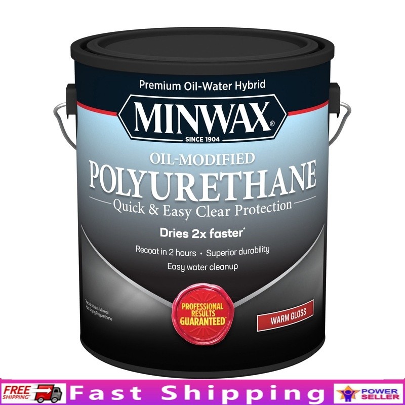 Water Based Oil Modified Polyurethane Quick Dry Interior Wood Finish 1 Gal New