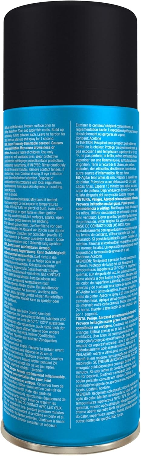 Automotive Satin Black Spray Paint Aerosol Car Repair Fast Drying 13.5 Oz Rim