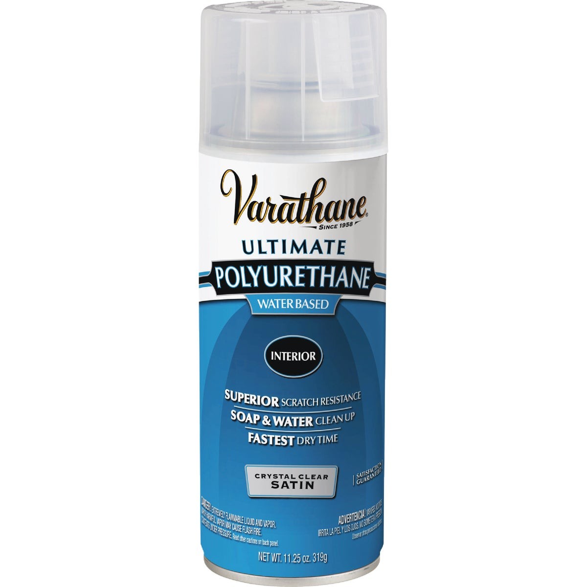Varathane Satin Clear Interior Water-Based Spray Polyurethane, 11.25 Oz. 200281