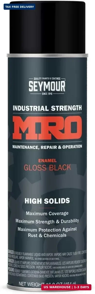 SEYMOUR 620-1415 Industrial MRO High Solids Spray Paint, Gloss Black , 16 Ounce