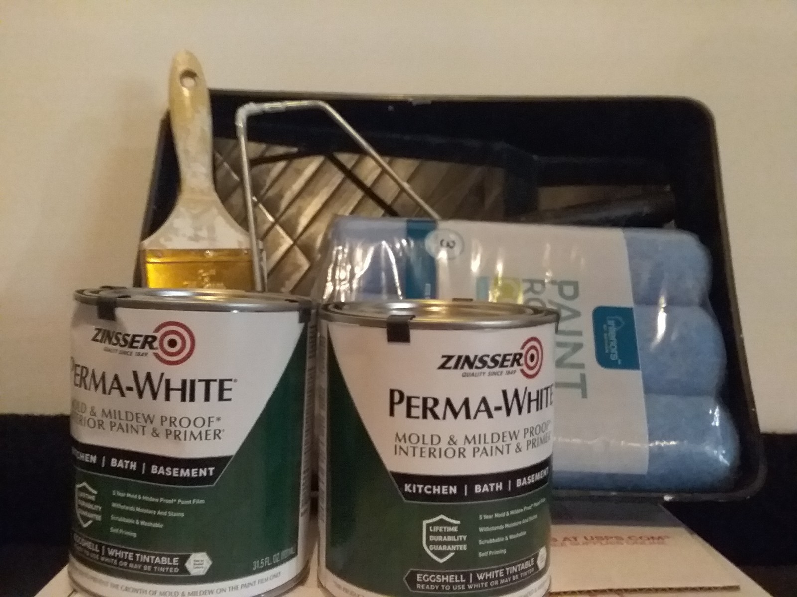 TWOZinsserPERMAWHITEMold&MildewProofInteriorPaint31.5flozEggshellSAMEDAYSHIPPING