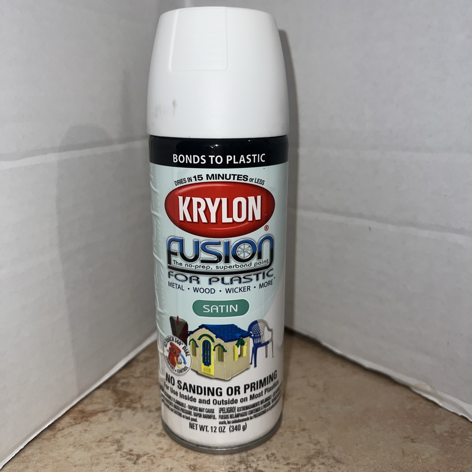 Krylon Fusion for Plastic Satin White Spray Paint, 12 oz, MPN 2420 Discontinued