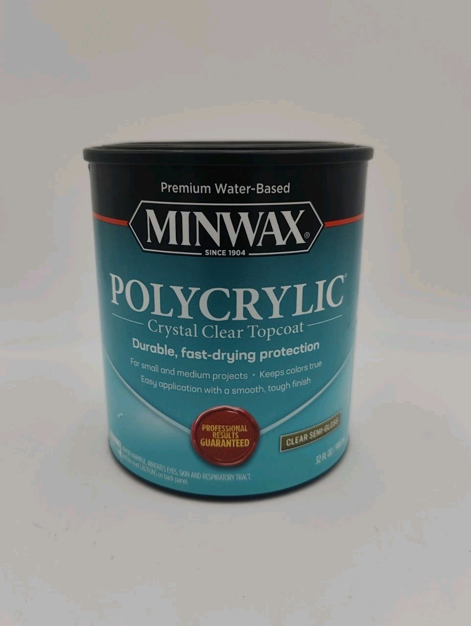 1 qt Minwax 64444 Clear Polycrylic Water-Based Protective Finish Semi-Gloss