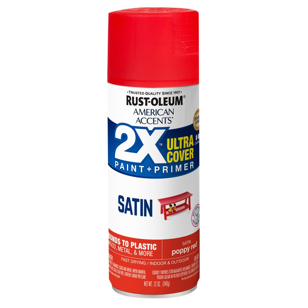All Surfaces 2X Ultra Cover Protection Satin Red Spray Paint & Primer 12 Oz